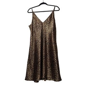 Vintage Sophia by Delicates 90s Leopard Satin Slip Dress Mob Wife Low Back Large